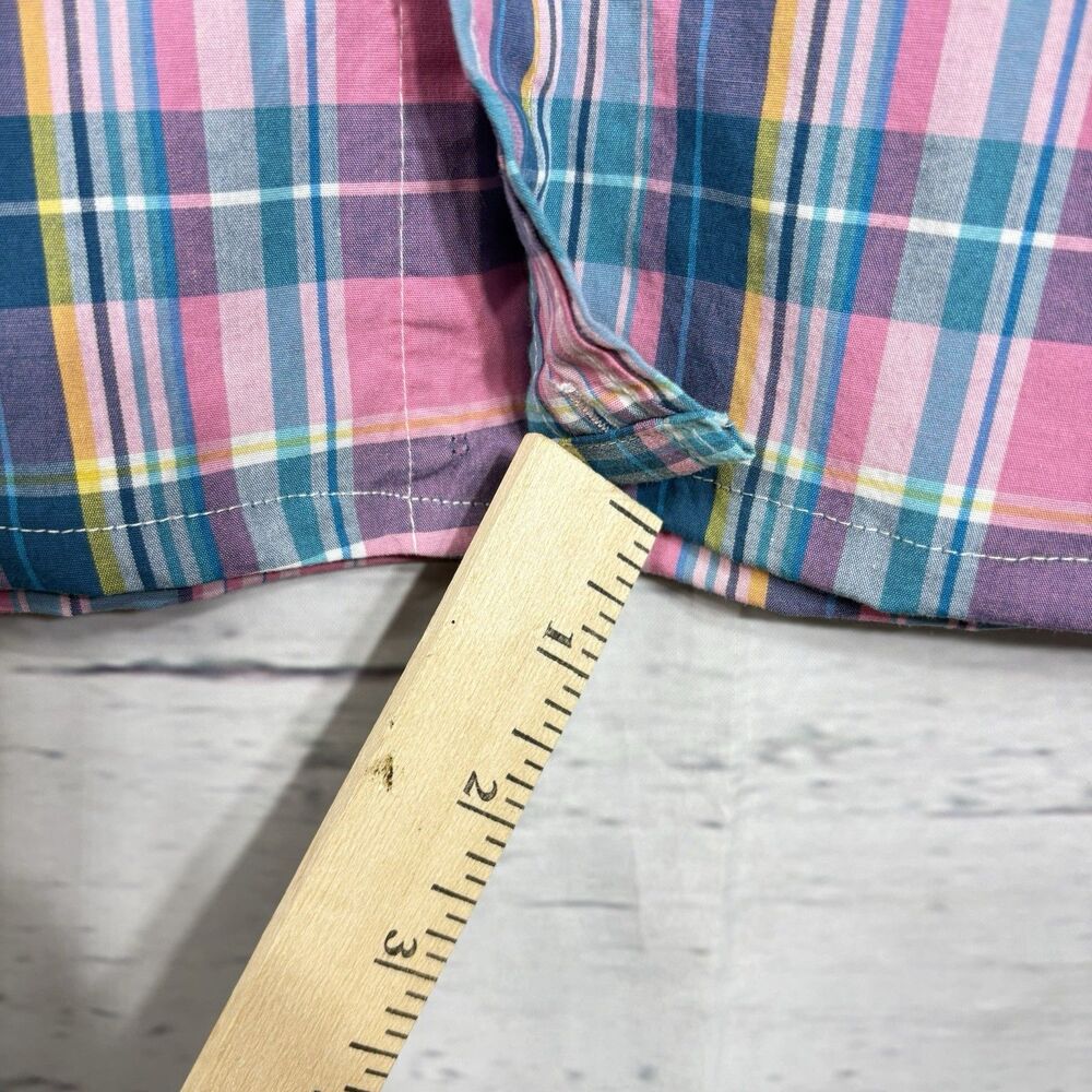 Crown & Ivy Upcycled Re-worked  Ruffle Collar Small Medium Pastel Plaids Pink - Picture 7 of 10